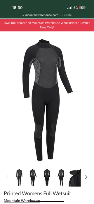 Mountain Warehouse Women's printed black 2.5mm Thickness Full Wetsuit - UPF 50+, Contour Fit, Adjustable Neck, Rubber Panel for Improved Grip - Long Sleeve Spring Summer Wet Suit for Bodyboarding & Surfing
