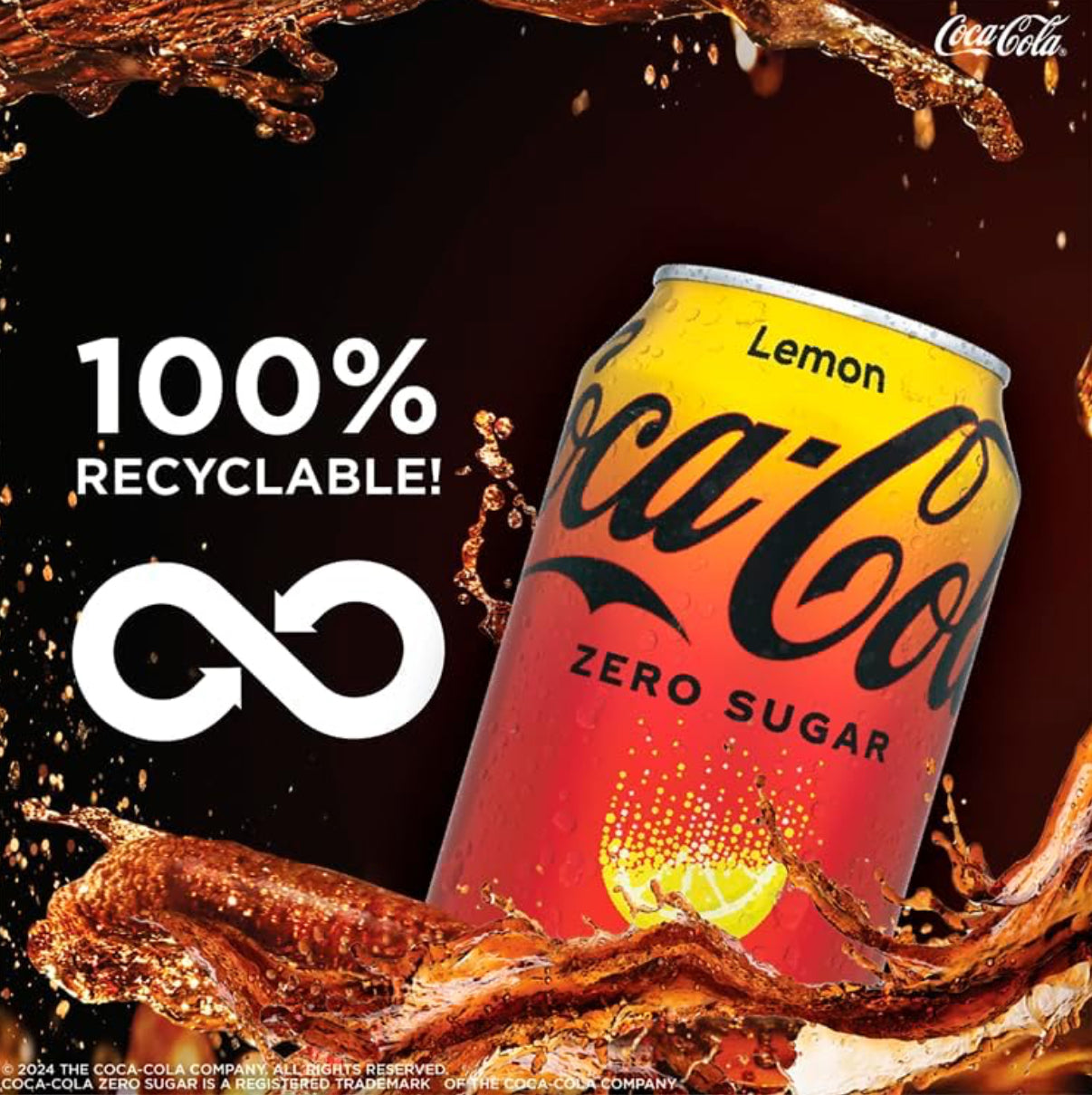 Coke Zero Sugar Lemon Flavour 8-Pack (Best Before: 31/3/25) - 180 Packs per Pallet - Zero-Calorie, Refreshing Lemon-Infused Cola - Perfect for Retail, Vending, or Bulk Purchase