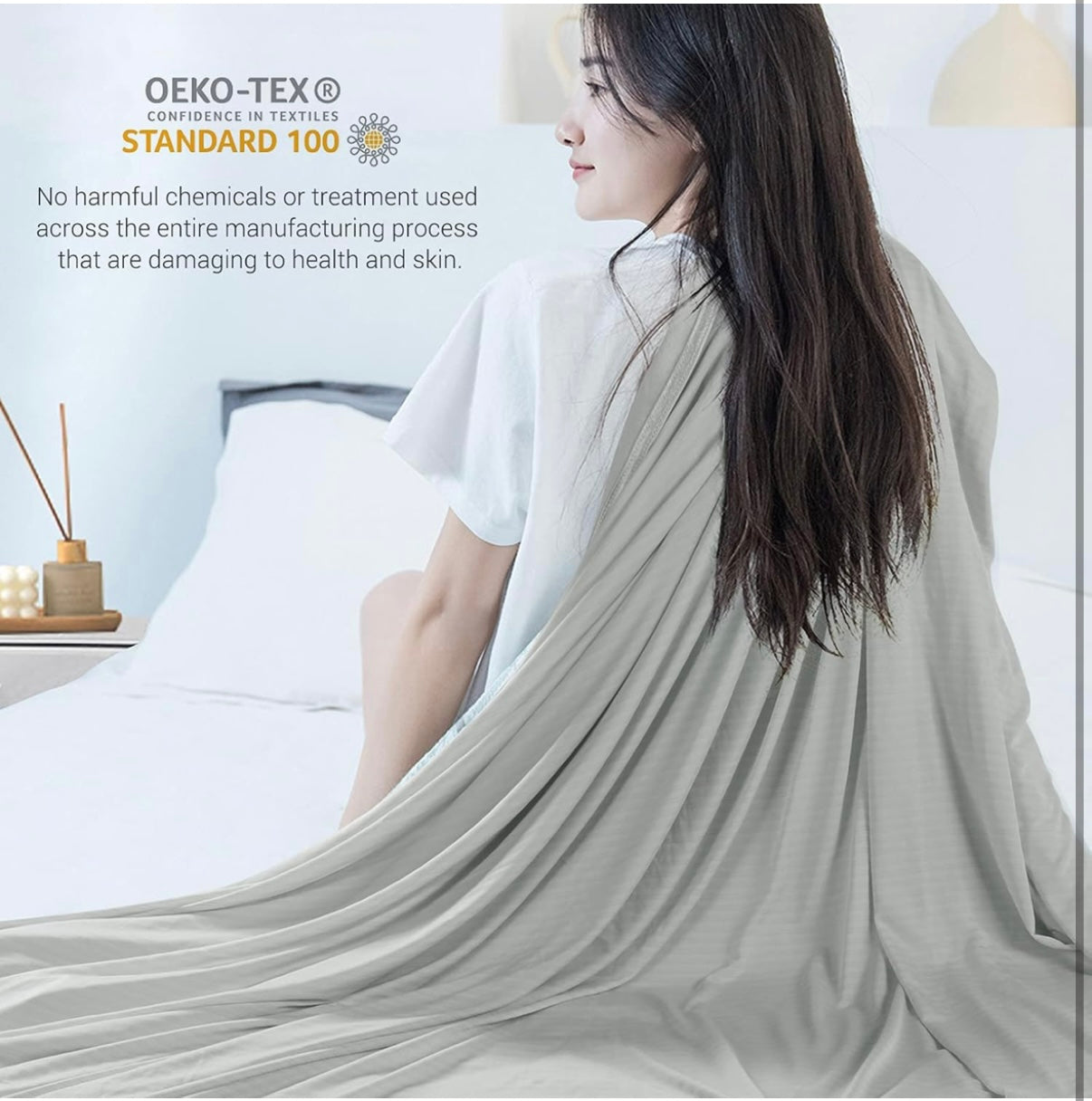 Marchpower Cooling Blanket, Bamboo Blankets 150x200cm Queen Size, Arc-chill Q-MAX>0.34 Cool Fiber Lightweight Summer Luxury Version Absorb Heat for Night Sweats Breathable and Soft All Season-Grey