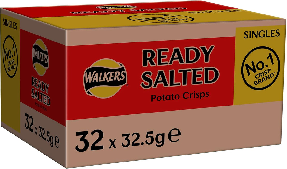 32 X 32.5g Walkers Ready Salted Crisps  BBE 23-08-25 RRP £24.99 Sale price £14.99