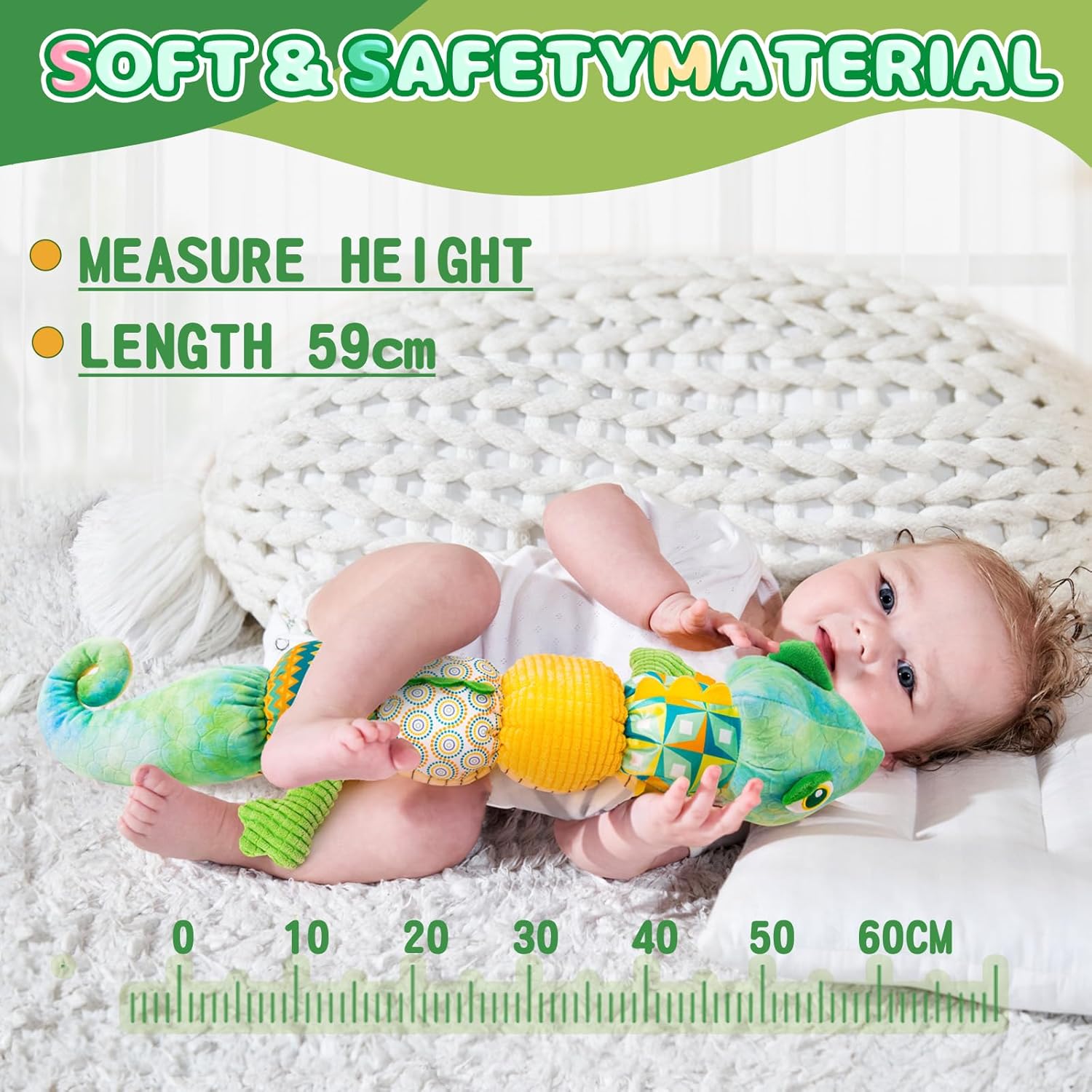 Musical Infant Sensory Toys - 0-6 Months, Multi-Sensory Crinkle, Rattle and Textures, Soft Plush Stuffed Animal Toys for Baby Girl Gifts