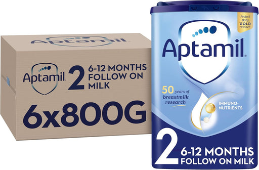 Aptamil 2 Follow On Baby Milk Powder, 6-12 Months, 800g (Pack of 6) - Packaging May Vary  BBE 08-26 RRP £60 Sale price £49.99