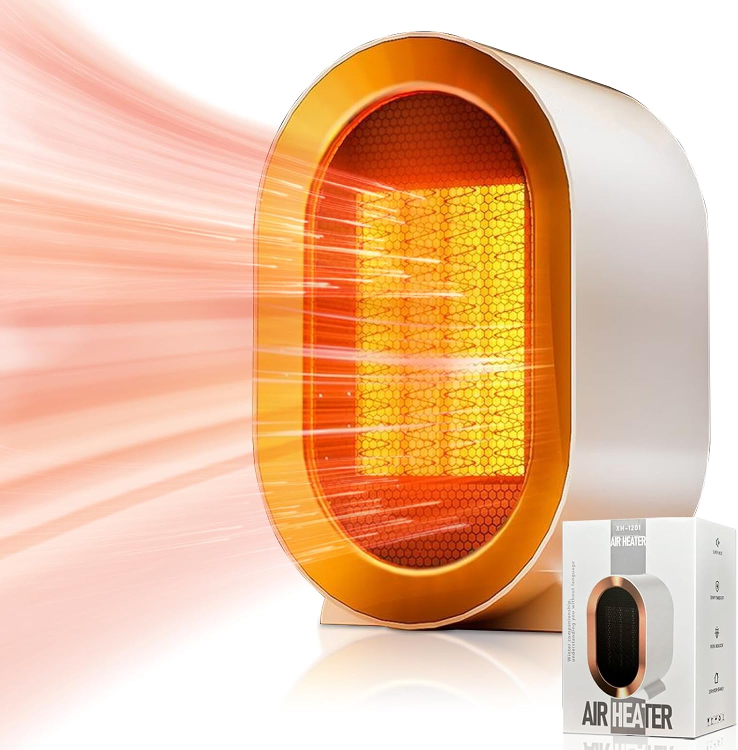 1200W Air Heater Portable Electric Heaters,Ceramic Plug in Heater,Electric Fan Heaters Low Energy Silent,Space Heater Multiple Protection,2 Modes Adjustable Thermostat for Office,Home and Bedroom