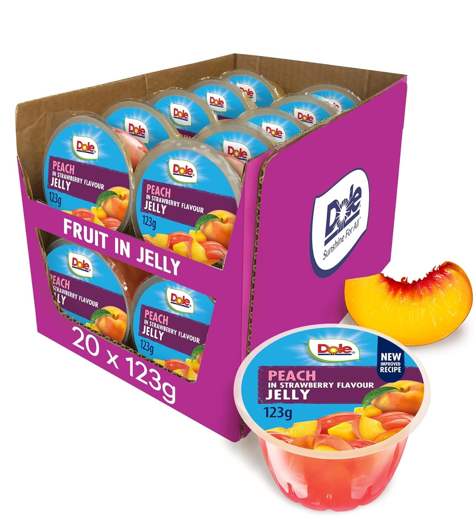 Dole Peach in Strawberry Jelly Fruit Bowls (20x123g)