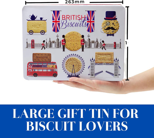 British Biscuits Gift Set 350g - Novelty Large Biscuit Tin, Luxury Assorted Biscuit Selection Box Hamper, London Souvenirs Gifts, Keepsake Tins for Birthday  BBE 26-07-25 RRP £14.99 Sale price £6.99