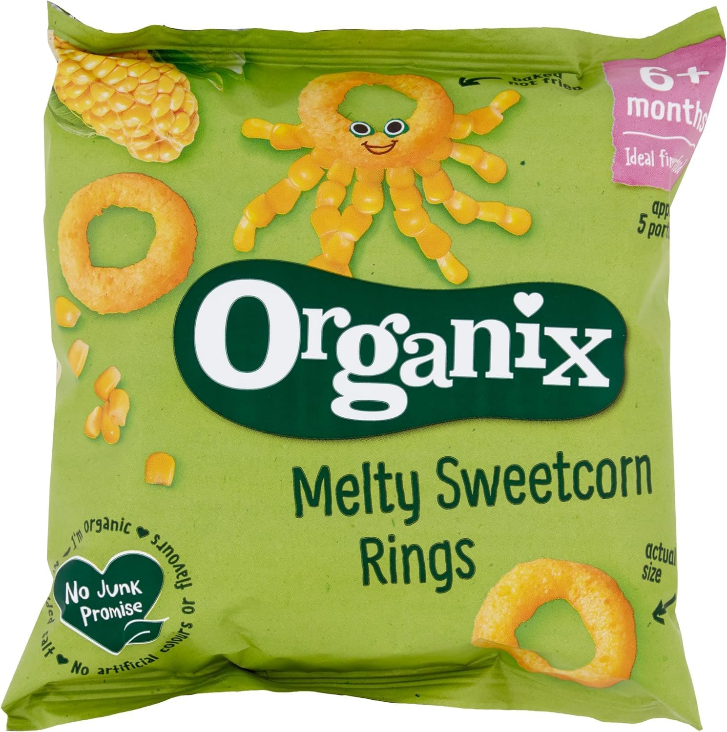 8x20g Organix Melty Sweetcorn Rings, Organic Baby Snack, Finger Food  bbe 02-11-25 rrp £4.99 sale price £5.99