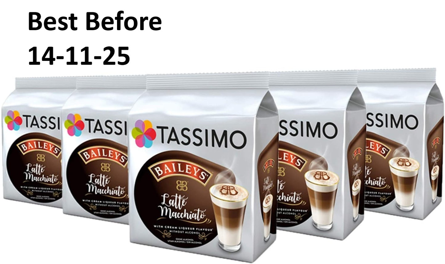5 X 264g Tassimo Baileys Latte Macchiato Coffee Pods
