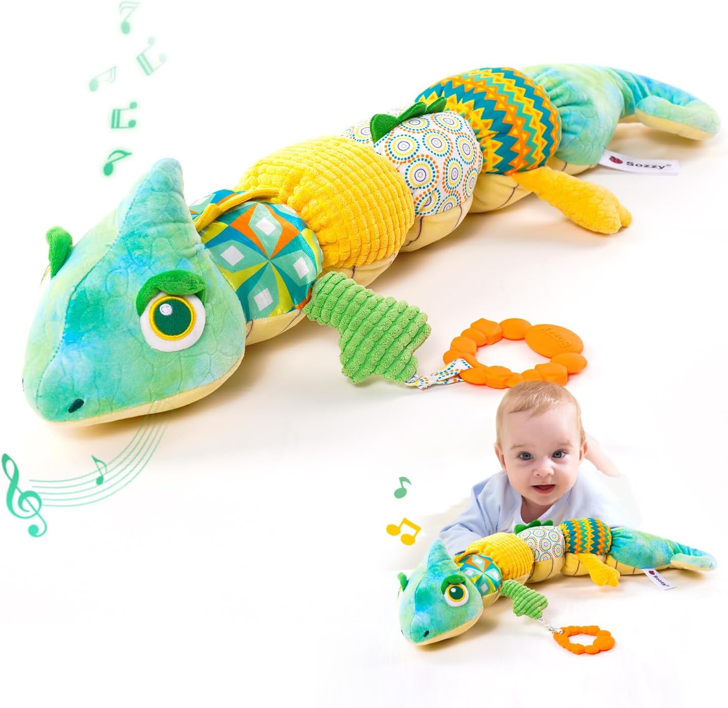Musical Infant Sensory Toys - 0-6 Months, Multi-Sensory Crinkle, Rattle and Textures, Soft Plush Stuffed Animal Toys for Baby Girl Gifts