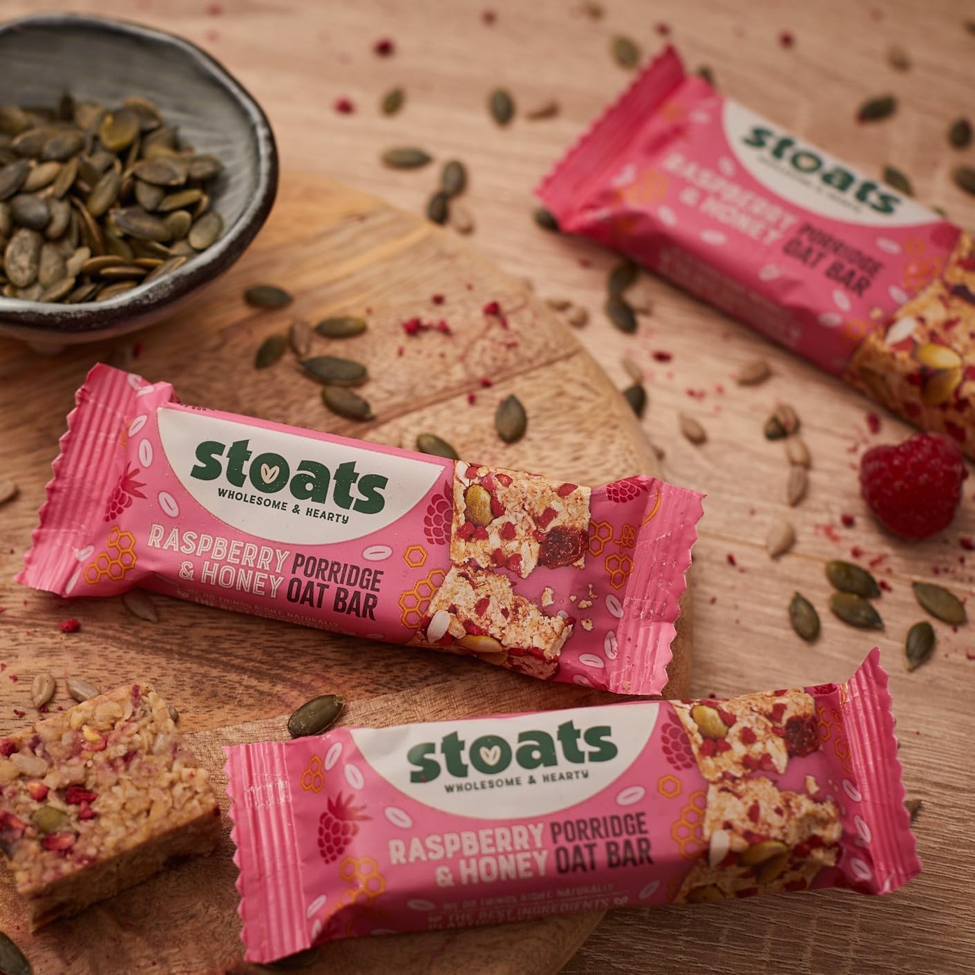 Stoats Raspberry & Honey Porridge Oat Bars (24x42g)