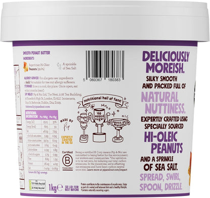 2 X 1kg Pip & Nut Smooth Peanut Butter  BBE 12-25 RRP £15.99 Sale price £6.99