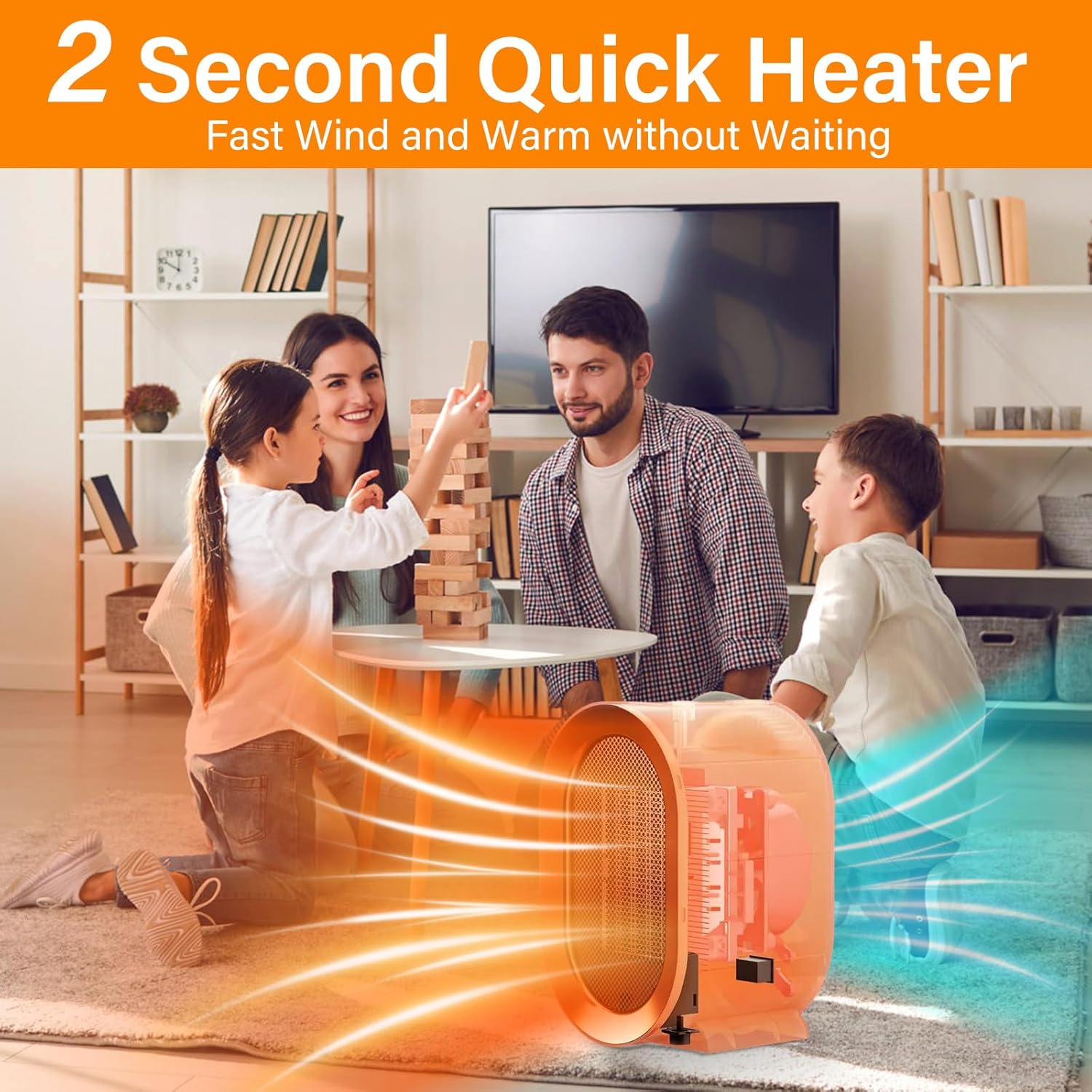 1200W Air Heater Portable Electric Heaters,Ceramic Plug in Heater,Electric Fan Heaters Low Energy Silent,Space Heater Multiple Protection,2 Modes Adjustable Thermostat for Office,Home and Bedroom