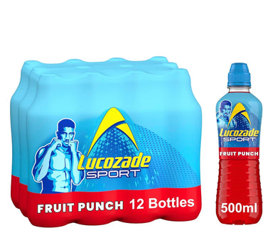 12x500ml Lucozade Sport Body Fuel - Fruit Punch  Isotonic sports drink, with Electrolytes and Vitamin B3 | Still | Bursting with Flavour  BBE 09-25 RRP £13 Sale £5.49