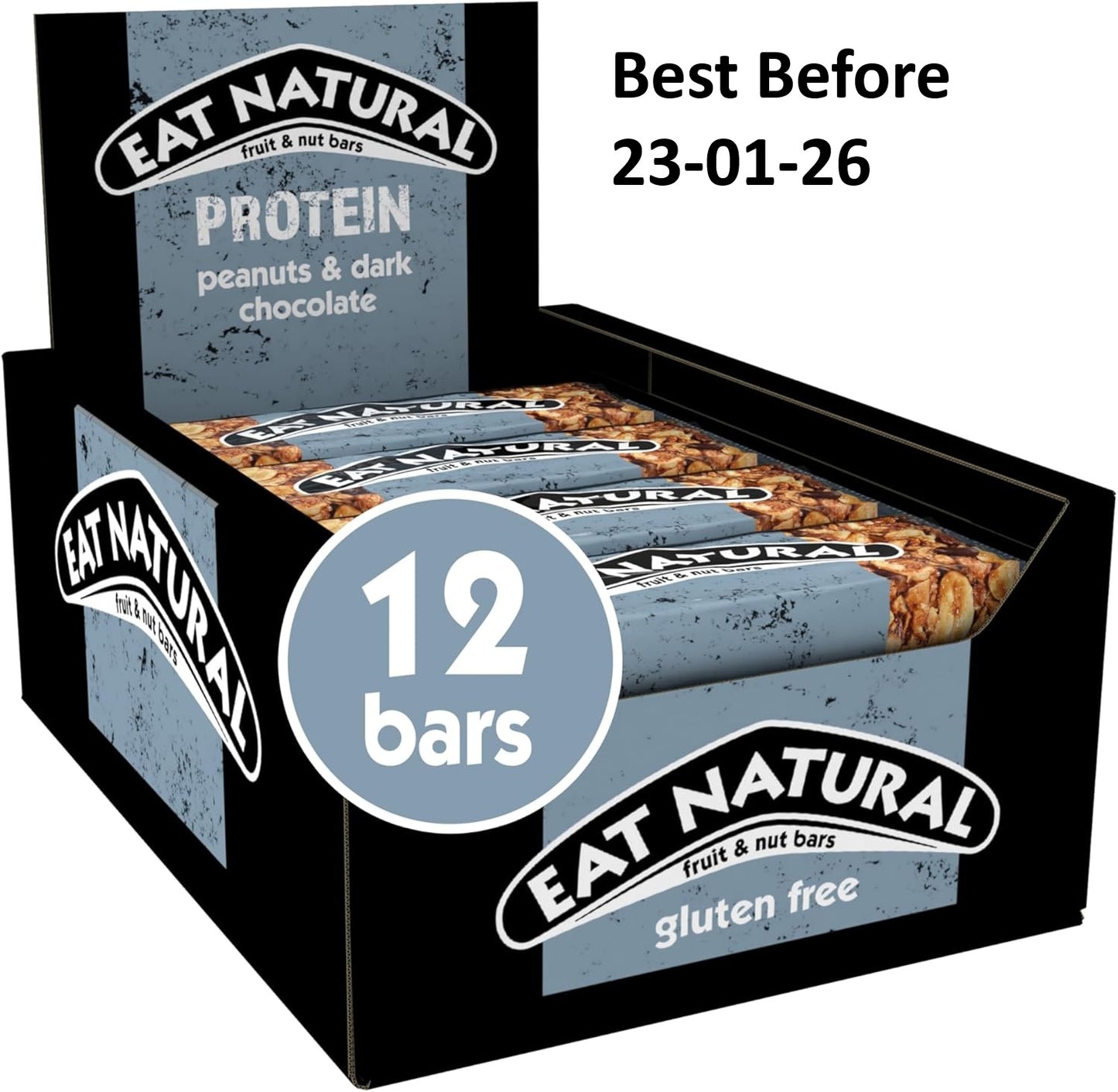 Eat Natural Protein Peanuts & Dark Chocolate Fruit & Nut Bars (12x40g)
