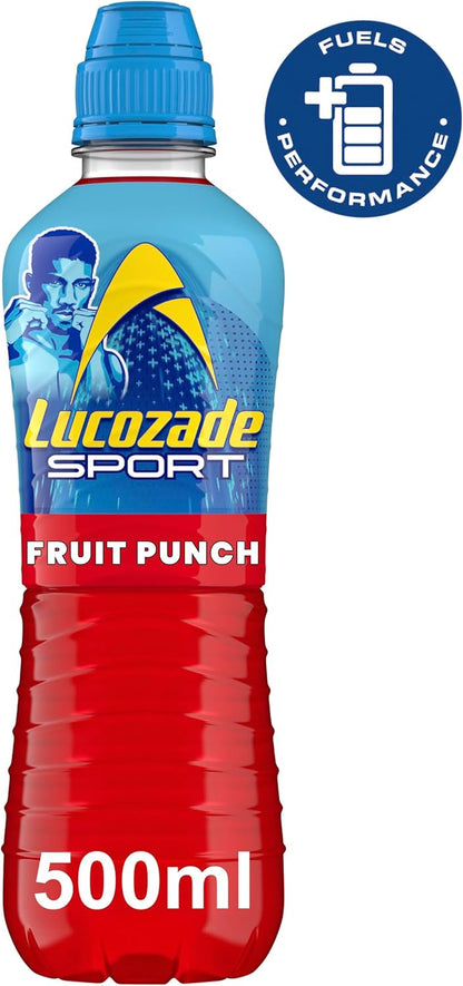 12x500ml Lucozade Sport Body Fuel - Fruit Punch  Isotonic sports drink, with Electrolytes and Vitamin B3 | Still | Bursting with Flavour  BBE 09-25 RRP £13 Sale £5.49