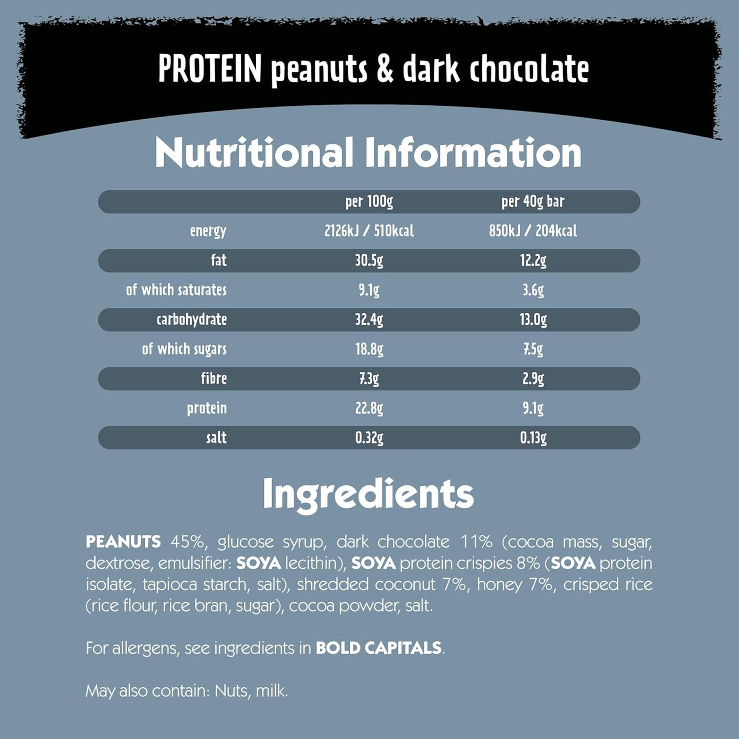Eat Natural Protein Peanuts & Dark Chocolate Fruit & Nut Bars (12x40g)
