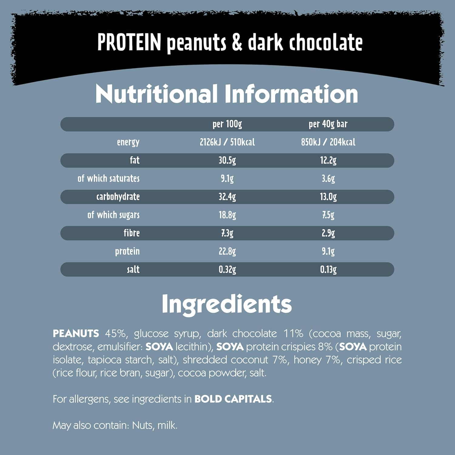 Eat Natural Protein Peanuts & Dark Chocolate Fruit & Nut Bars (12x40g)