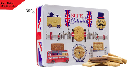 British Biscuits Gift Set 350g - Novelty Large Biscuit Tin, Luxury Assorted Biscuit Selection Box Hamper, London Souvenirs Gifts, Keepsake Tins for Birthday  BBE 26-07-25 RRP £14.99 Sale price £6.99