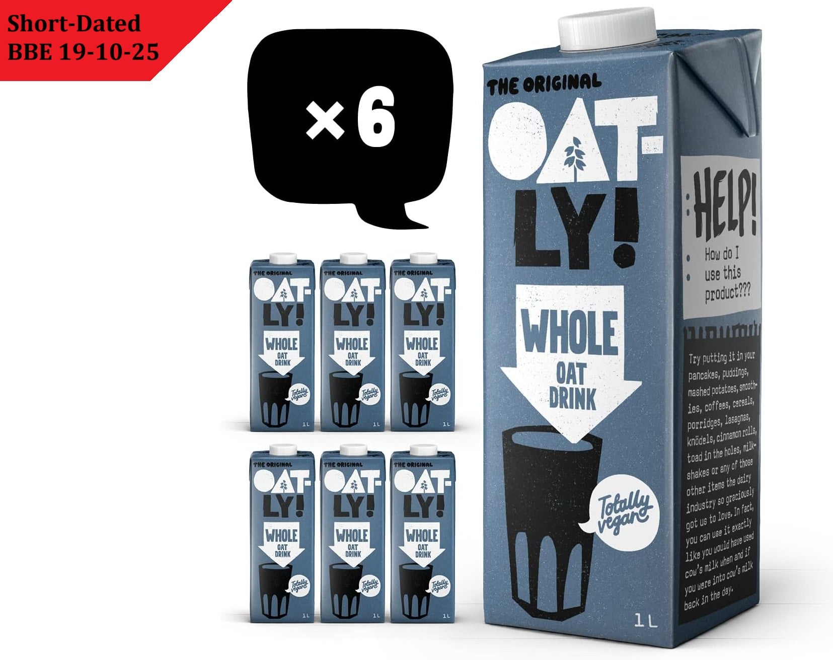 6 x 1L Oatly Whole Oat Drink  BBE 19-10-25 RRP £13.99 SALE PRICE £5.99