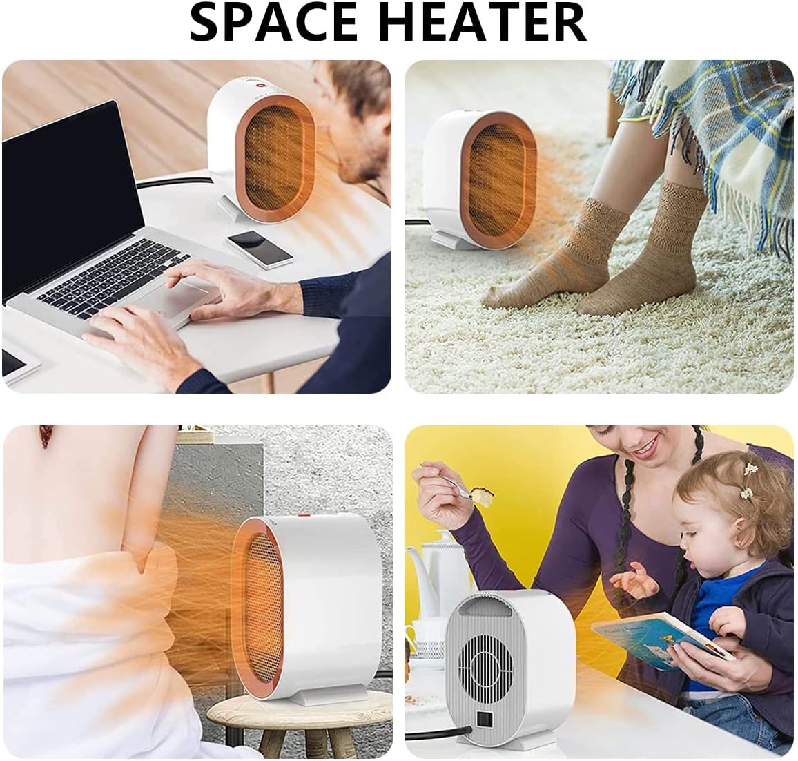 1200W Air Heater Portable Electric Heaters,Ceramic Plug in Heater,Electric Fan Heaters Low Energy Silent,Space Heater Multiple Protection,2 Modes Adjustable Thermostat for Office,Home and Bedroom
