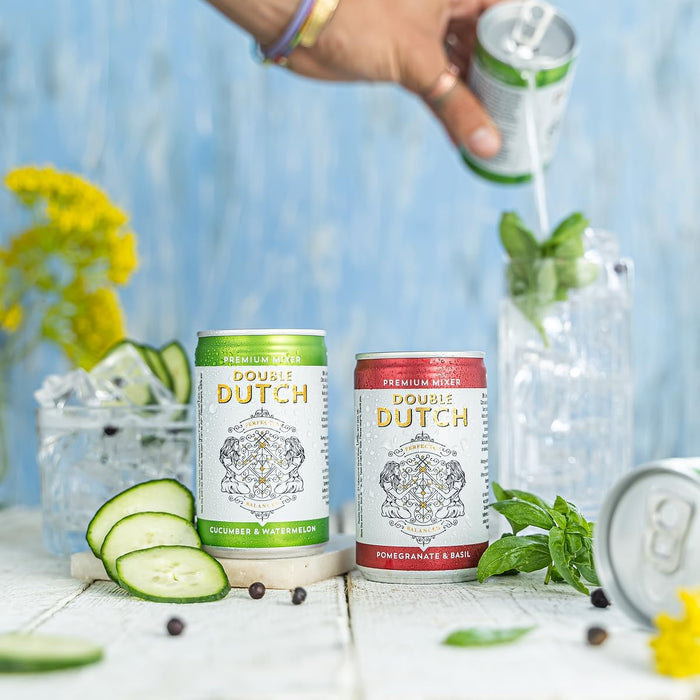 Double Dutch Variety Pack – 24 x 150ml Premium Mixers | Low Calorie, Vegan-Friendly Tonic Waters for Gin, Vodka, Tequila &amp; Cocktails | Includes Selection of World-Class Soft Drinks Flavoured Mixers  BBE 10-25 RRP £25 Sale £9.99