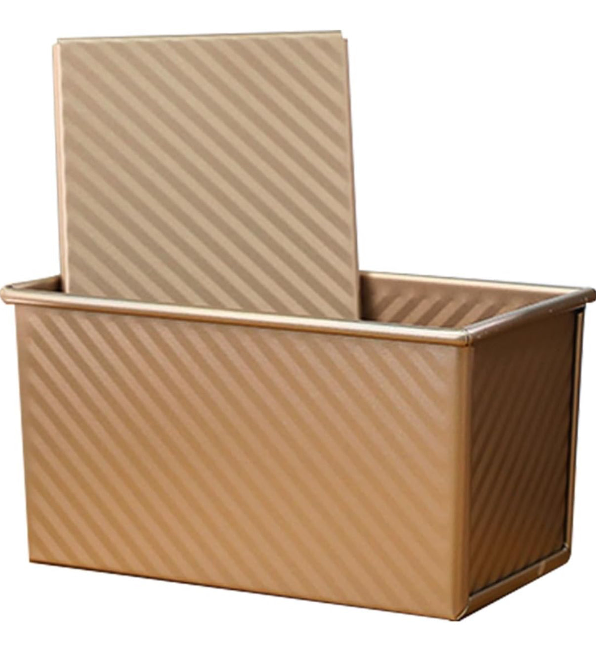 KiNeX Bread Tin with Lid, Non-Stick Loaf Tin Loaf Pan with Lid for Baking, Loaf Pan with Lid Bread Toast Mold, 450g(1lb) Bread Tins for Baking, Toast, Sandwich, Cake, Gold
