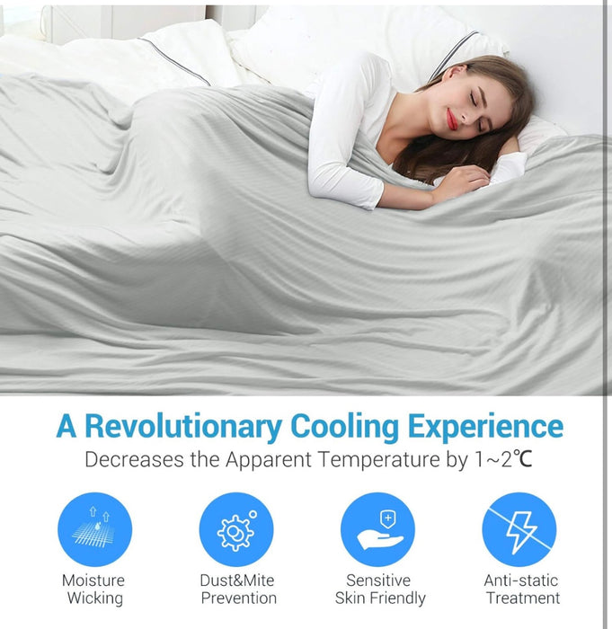 Marchpower Cooling Blanket, Bamboo Blankets 150x200cm Queen Size, Arc-chill Q-MAX>0.34 Cool Fiber Lightweight Summer Luxury Version Absorb Heat for Night Sweats Breathable and Soft All Season-Grey