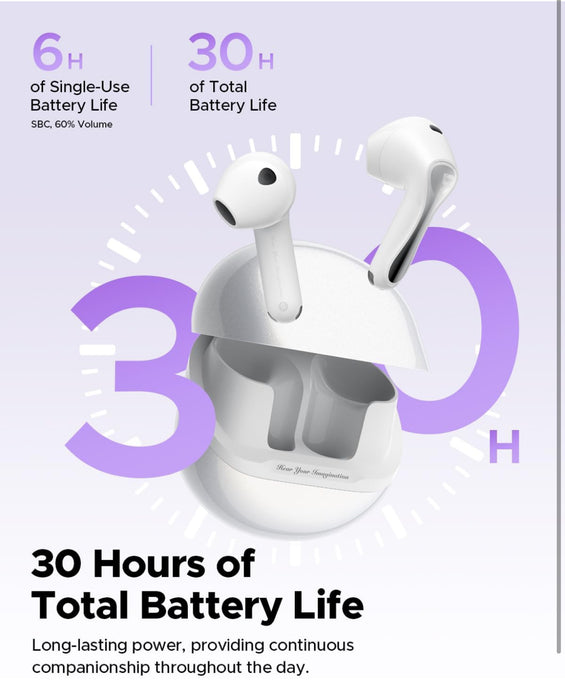 SoundPEATS Air5 Wireless Earbuds Hi Res with aptx Adaptive Lossless, Semi in Ear Bluetooth 5.4 Earphones with 6 Mic Compatible with Snapdragon Sound, 30 Hours Playtime, PeatsAudio APP Control White