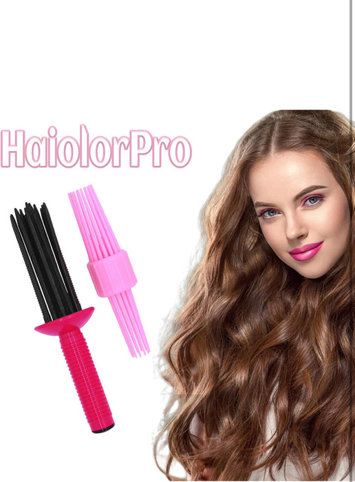 HAIOLORPRO 2PCS Curling Roll Comb, Curly Hair Brush for Curly Hair, Three Different Sizes of Styler for Bounce Curl, Hair Fluffy Curling Roll Comb