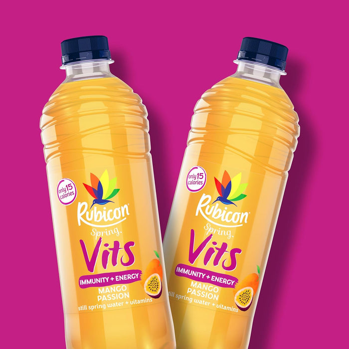 12 X 500ml Rubicon Spring Vits Mango Passion Still Vitamin Water - 15 Calories per bottle for healthy hydration - Drinks Multipack Bottles  BBE 11-25 RRP £16 Sale price £6.99