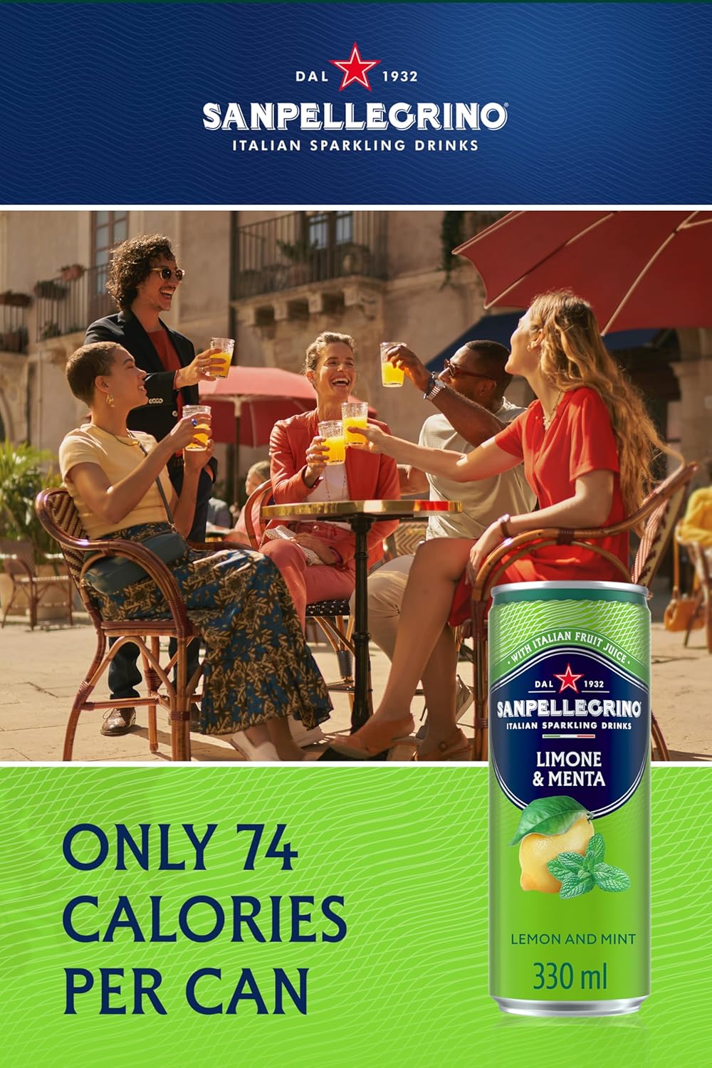 24 x 330ml San Pellegrino Italian Tastefully Light Sparkling Lemon & Mint Canned Soft Drink  74 kCals per Can  BBE 02-26 RRP £25 Sale price £9.99 free shipping