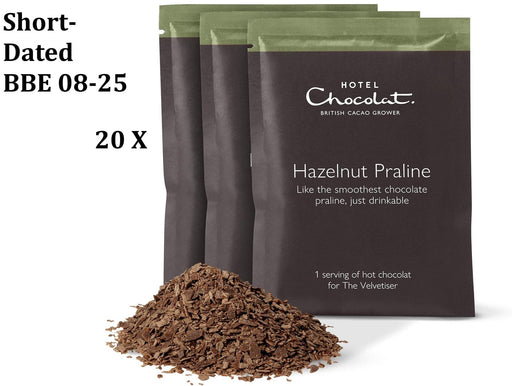 Hotel Chocolat Hazelnut Praline Hot Chocolate Sachets - Luxury Chocolate Flakes - Pack of 20 Single-Serve Sachets, 700g - Made To Pair With The Velvetiser - Serve Hot or Iced  BBE 08-25 RRP £29.99 SALE PRICE £14.99