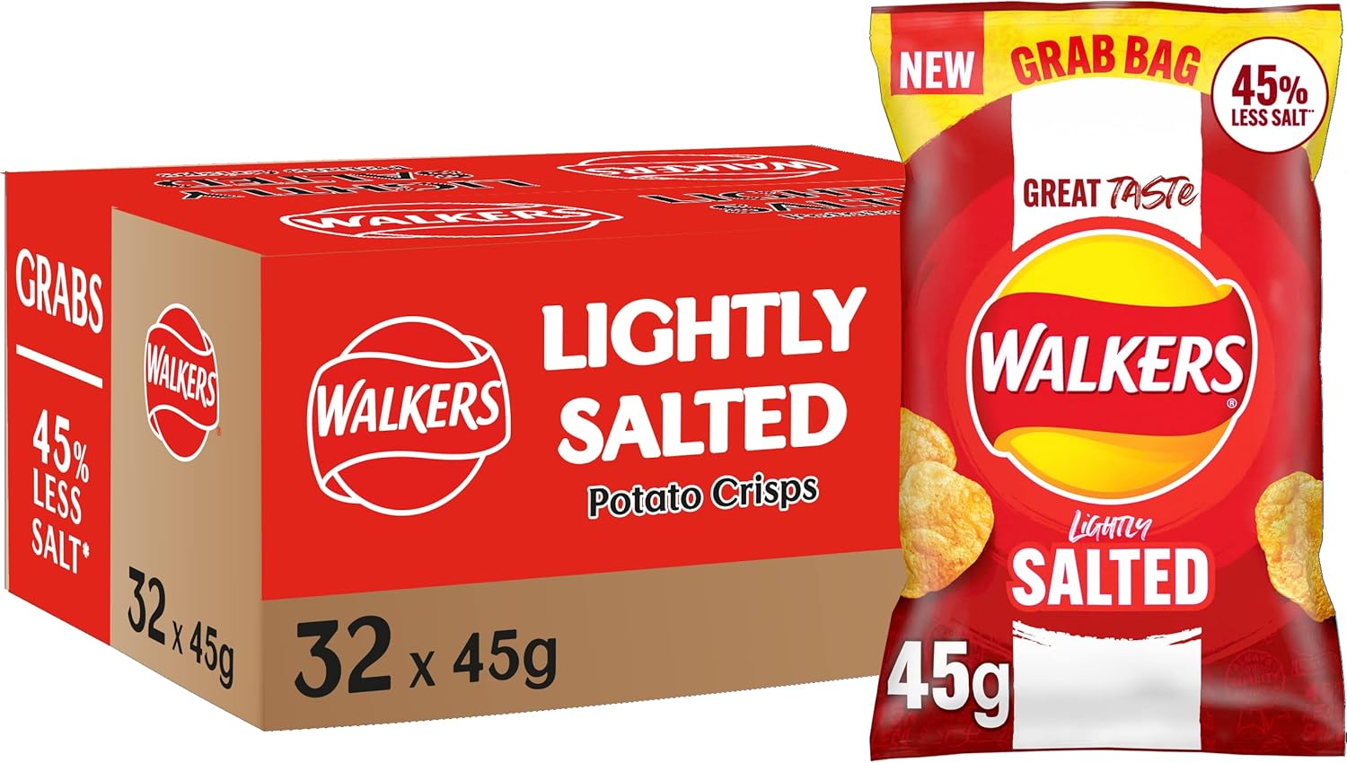 32X45g Walkers Less Salt Lightly Salted Crisps  BBE 11-25