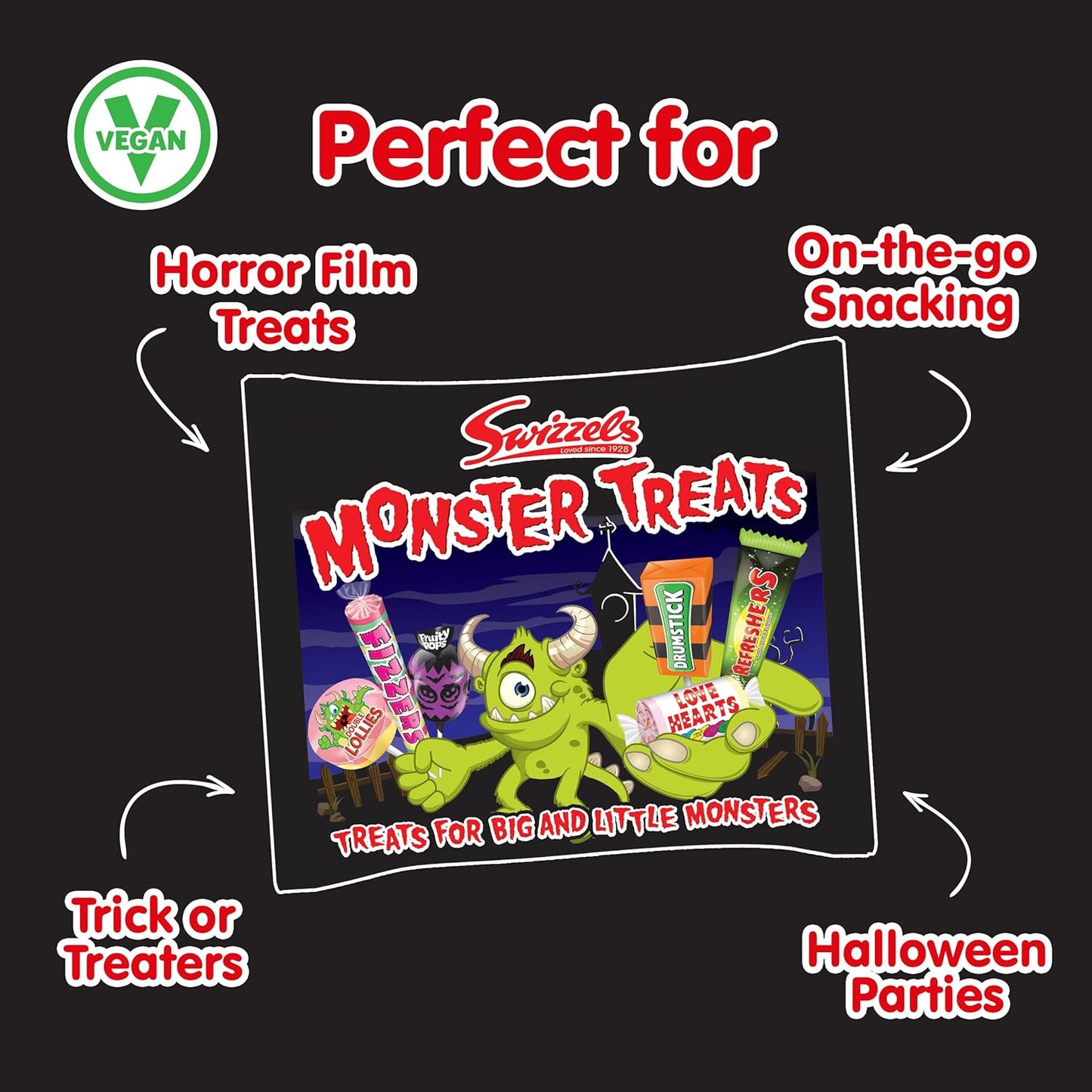 Swizzels Monster Treats Bag - Perfect Halloween Sweets, Fun Swizzels Candy for Trick or Treat, Parties & Sharing (2 x 440g)