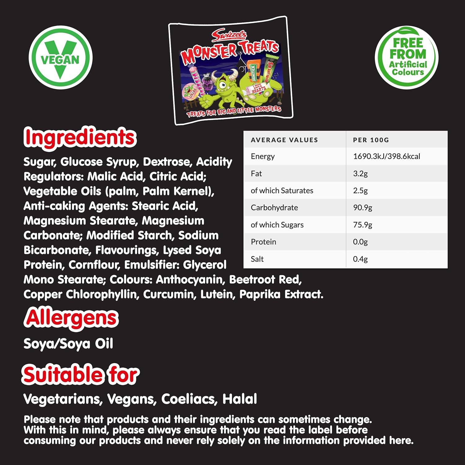 Swizzels Monster Treats Bag - Perfect Halloween Sweets, Fun Swizzels Candy for Trick or Treat, Parties & Sharing (2 x 440g)