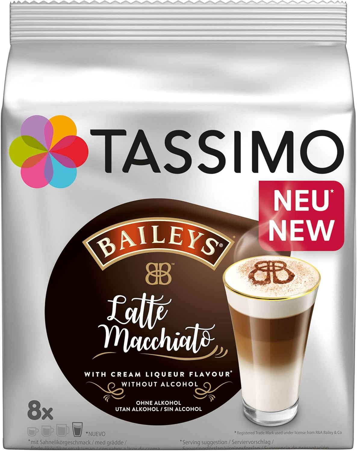 5 X 264g Tassimo Baileys Latte Macchiato Coffee Pods