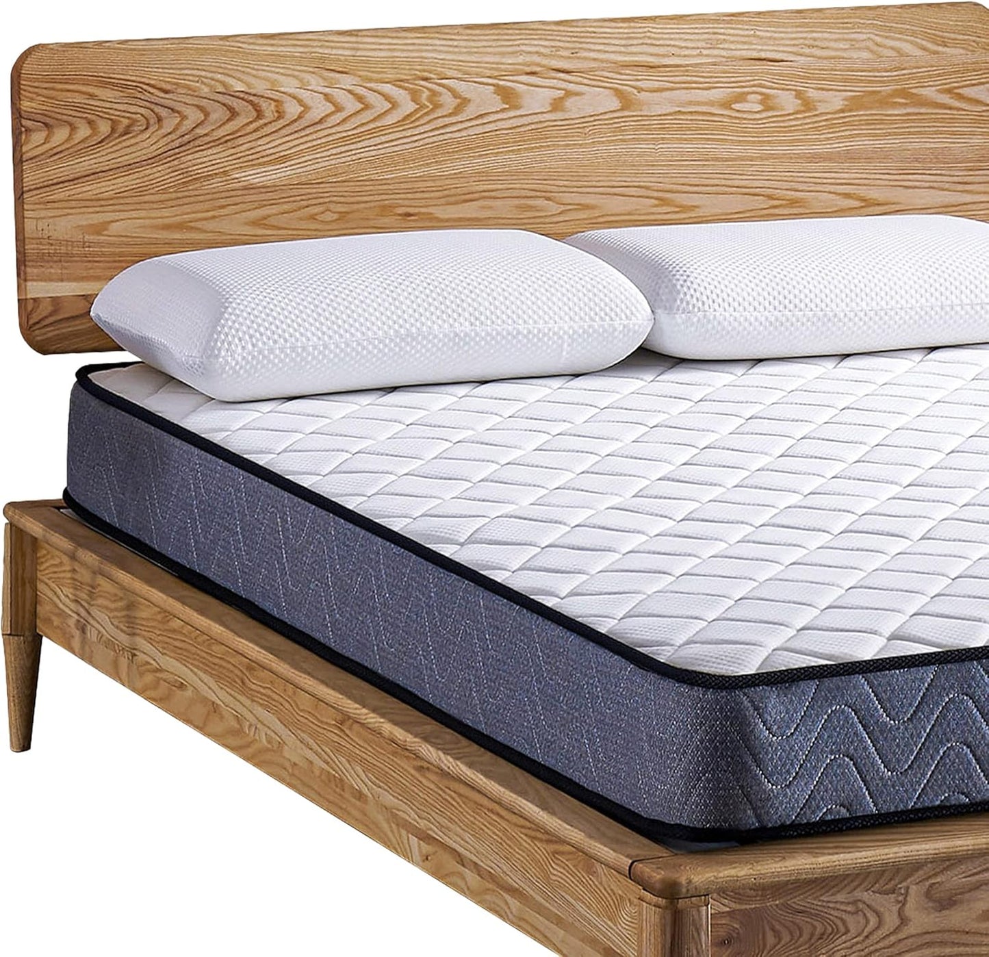 FurnitureFul Double Mattress Memory Foam - Hybrid Coil Spring 4ft 6 Matress 135 x 190 cm - 7.5 Inch Deep Quilted Sprung Breathable Orthopedic Hypoallergenic Cool Blue Gel - Grey Border