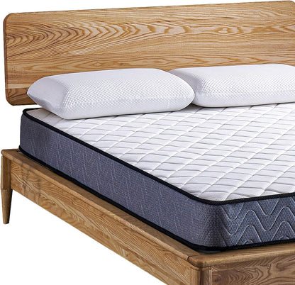 FurnitureFul Double Mattress Memory Foam - Hybrid Coil Spring 4ft 6 Matress 135 x 190 cm - 7.5 Inch Deep Quilted Sprung Breathable Orthopedic Hypoallergenic Cool Blue Gel - Grey Border