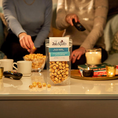 Joe & Sephs Movie Night In Box (1x500g) Chocolate Bites and Gourmet Popcorn, 7 flavours, movie night snacks, gifts for men and women, air-popped, sweet and salty flavours
