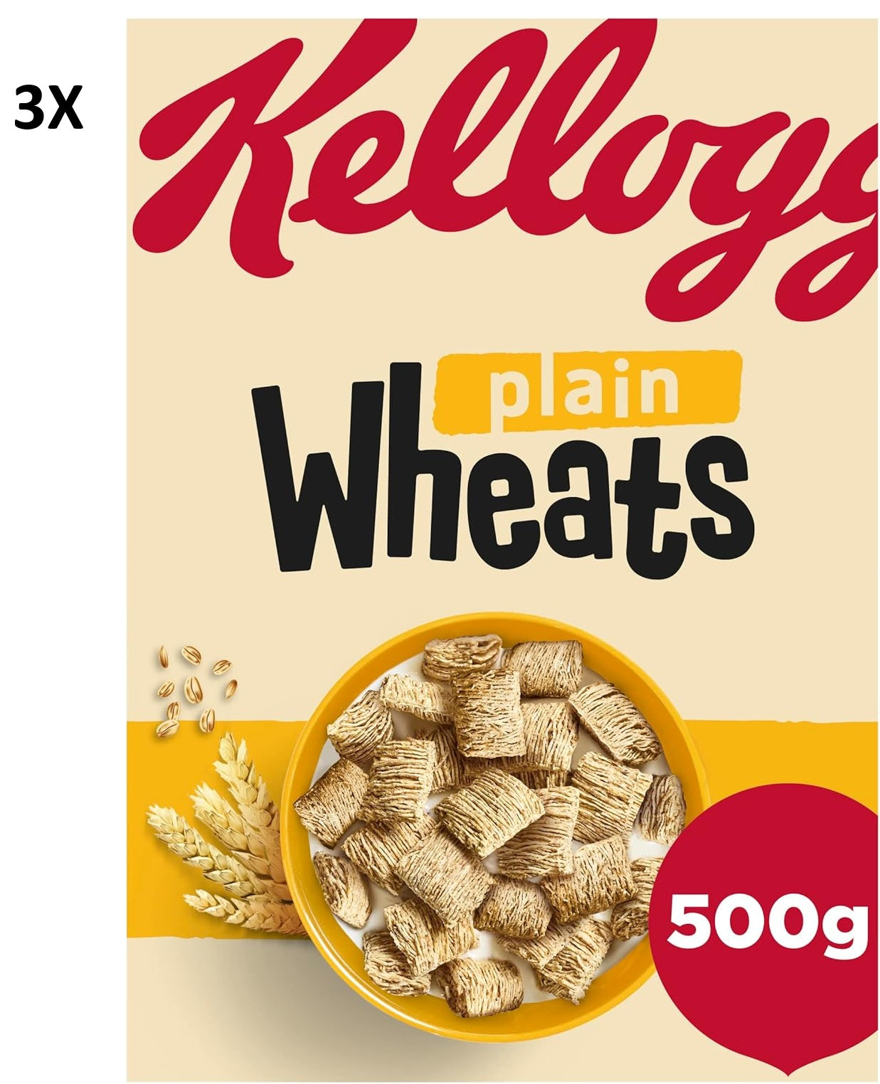 Kellogg's Wheats Plain Breakfast Cereal (3X500g)