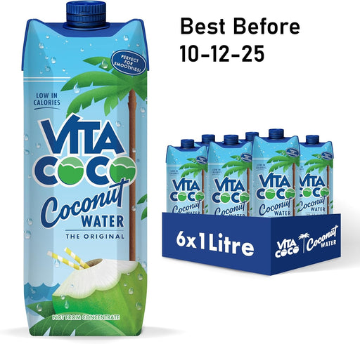6X1L Vita Coco Original Coconut Water Multipack, Packed With Electrolytes, Gluten Free, Full Of Vitamin C, Good Source Of Potassium, Low-Calorie Electrolyte Drink, Thirst Quenching Refreshment  BBE 10-12-25 RRP £16 Sale price £9.49