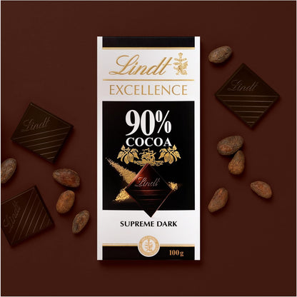 10X100g Lindt EXCELLENCE Dark 90 Percent Cocoa Supreme dark chocolate bars  RRP £50 sale price £18.99