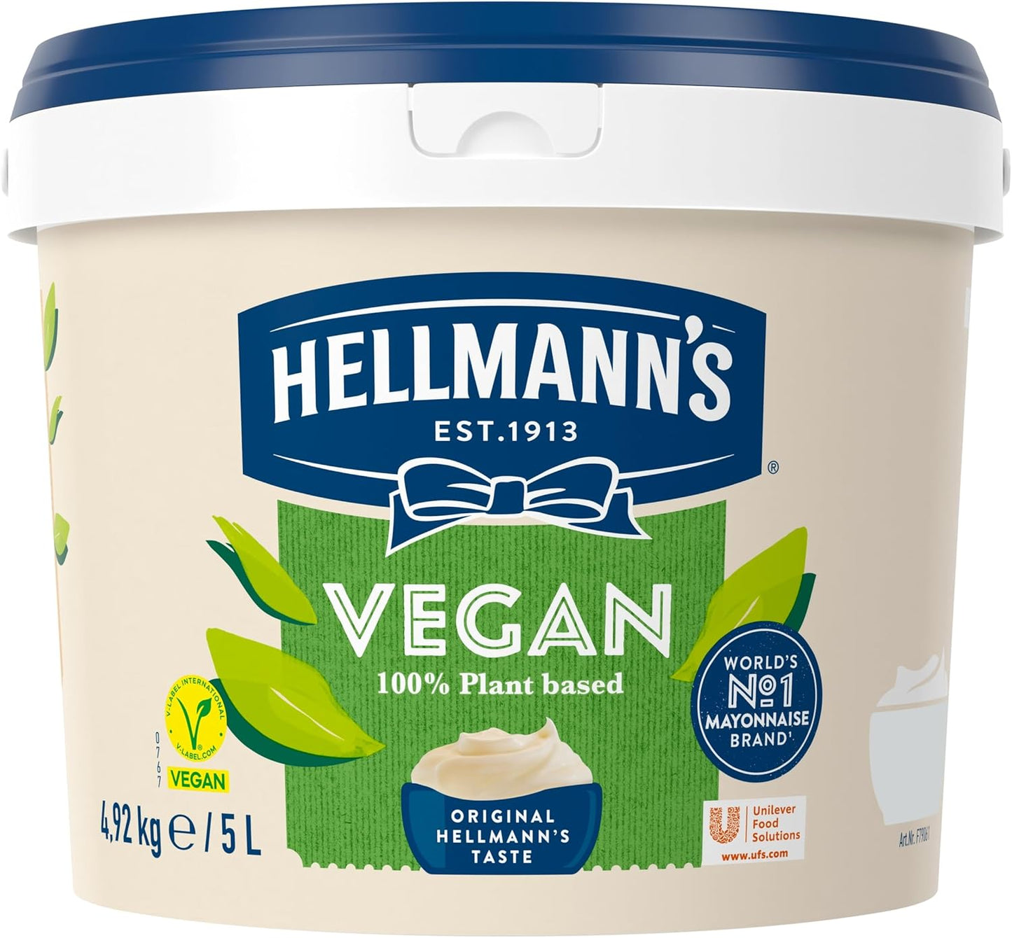 Hellmann's Vegan Mayonnaise, 5 Litre Bucket Catering Tub Of  Mayonnais