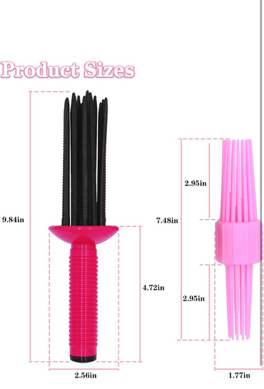 HAIOLORPRO 2PCS Curling Roll Comb, Curly Hair Brush for Curly Hair, Three Different Sizes of Styler for Bounce Curl, Hair Fluffy Curling Roll Comb