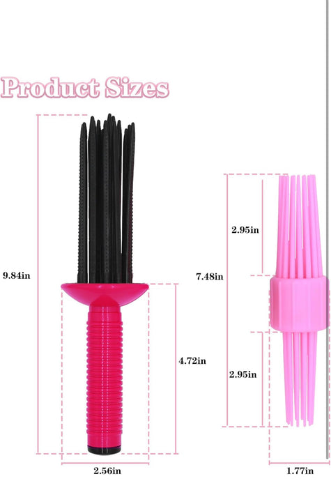 HAIOLORPRO 2PCS Curling Roll Comb, Curly Hair Brush for Curly Hair, Three Different Sizes of Styler for Bounce Curl, Hair Fluffy Curling Roll Comb