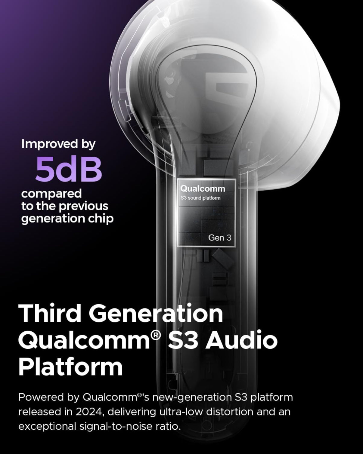 SoundPEATS Air5 Wireless Earbuds Hi Res with aptx Adaptive Lossless, Semi in Ear Bluetooth 5.4 Earphones with 6 Mic Compatible with Snapdragon Sound, 30 Hours Playtime, PeatsAudio APP Control White