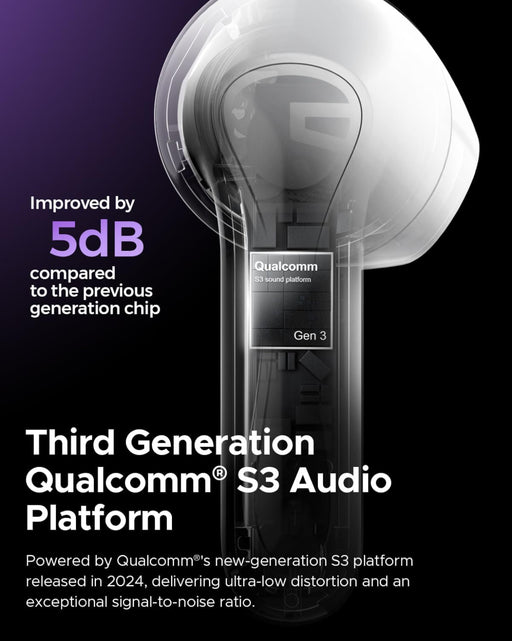 SoundPEATS Air5 Wireless Earbuds Hi Res with aptx Adaptive Lossless, Semi in Ear Bluetooth 5.4 Earphones with 6 Mic Compatible with Snapdragon Sound, 30 Hours Playtime, PeatsAudio APP Control White