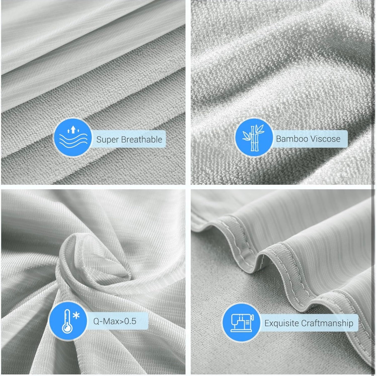 Marchpower Cooling Blanket, Bamboo Blankets 150x200cm Queen Size, Arc-chill Q-MAX>0.34 Cool Fiber Lightweight Summer Luxury Version Absorb Heat for Night Sweats Breathable and Soft All Season-Grey