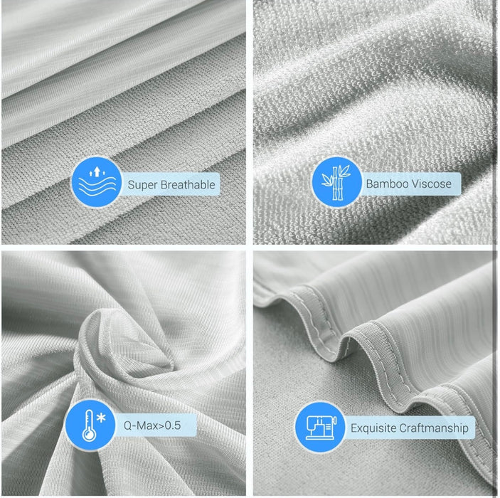 Marchpower Cooling Blanket, Bamboo Blankets 150x200cm Queen Size, Arc-chill Q-MAX>0.34 Cool Fiber Lightweight Summer Luxury Version Absorb Heat for Night Sweats Breathable and Soft All Season-Grey