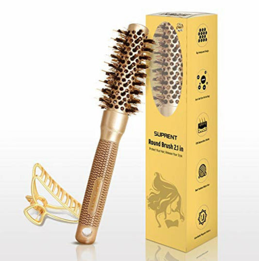 SUPRENT Round Brush 2.1 Inch (Barrel 1''/25mm)?Round Hair Brush for Blow Dry,Boar Bristle Brush Hair Dryer Brush,Round brush for Styling Curling Hair