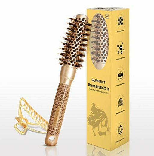 SUPRENT Round Brush 2.1 Inch (Barrel 1''/25mm)?Round Hair Brush for Blow Dry,Boar Bristle Brush Hair Dryer Brush,Round brush for Styling Curling Hair